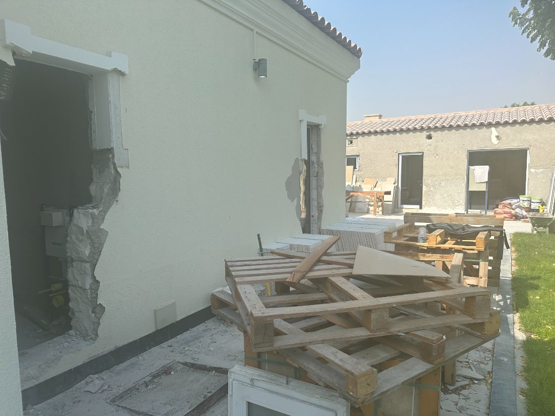 Villa stripped back to bare structure during renovation